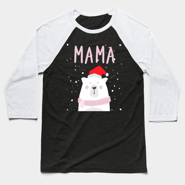 Womens Mama Bear Christmas Santa Hat Family Matching Baseball T-Shirt by teeleoshirts